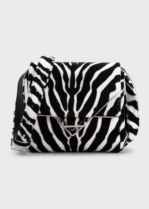 Clip Zebra-Print Tufted Shoulder Bag