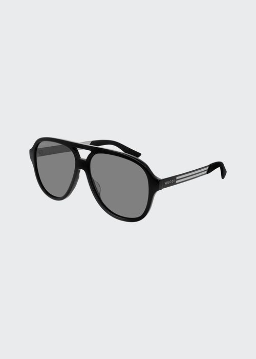 Men's Aviator Logo Sunglasses