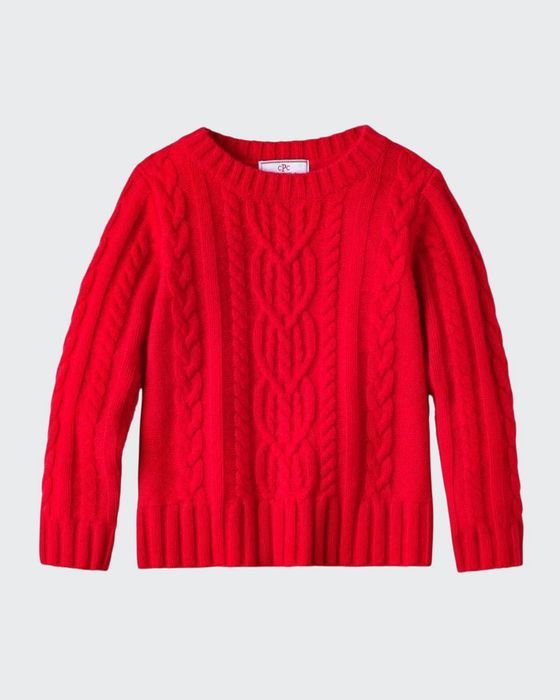 Girl's Fishers Cable-Knit Cashmere Sweater, Size 2-14
