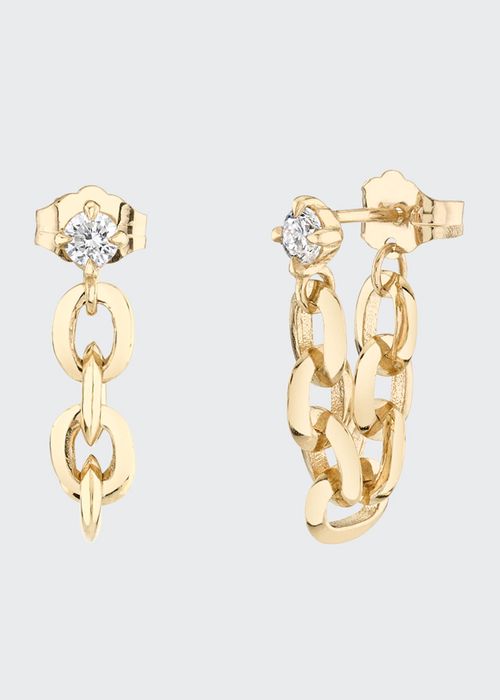 Extra-Small Knife-Edge Chain Huggie Earrings with 3mm Diamonds