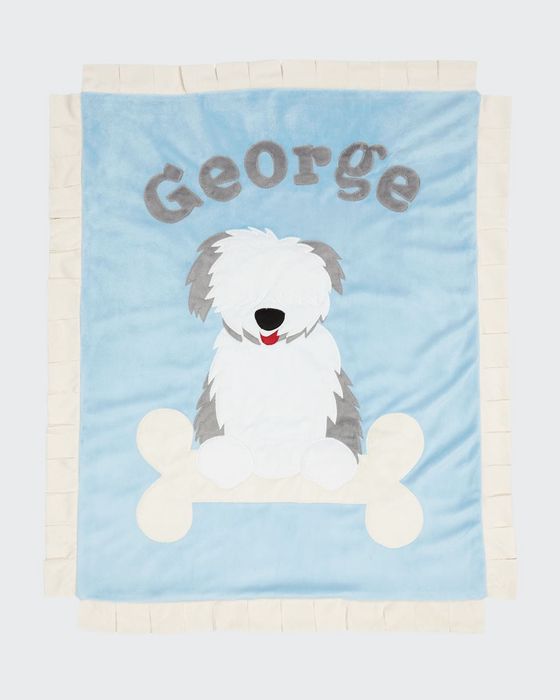 Personalized Puppy Love Plush Blanket, Blue