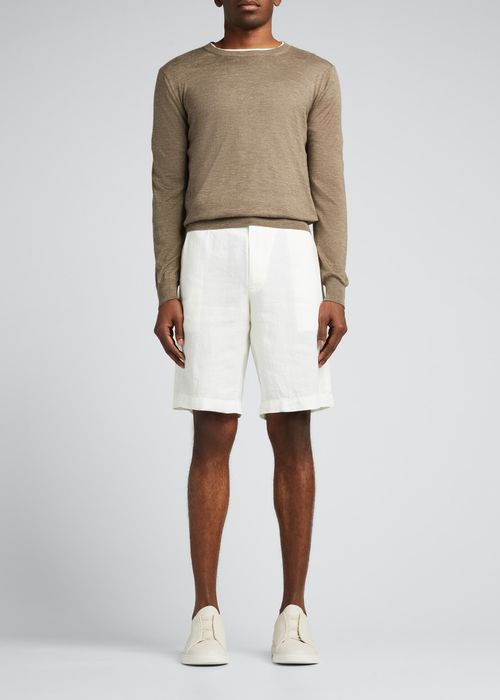 Men's Solid Linen Shorts