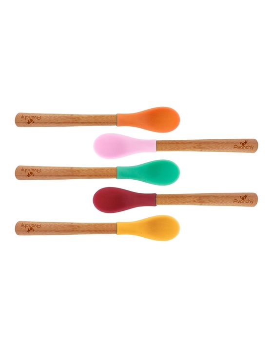 Infant's Bamboo & Silicone Feeding Spoons, Set of 5