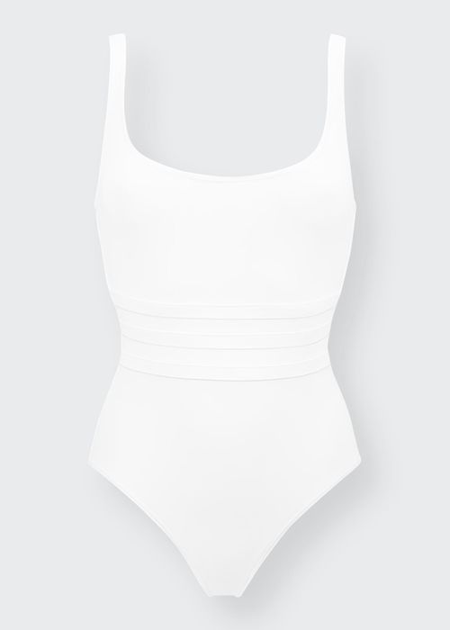 Asia Scoop-Neck One-Piece Swimsuit with Waistband Detail