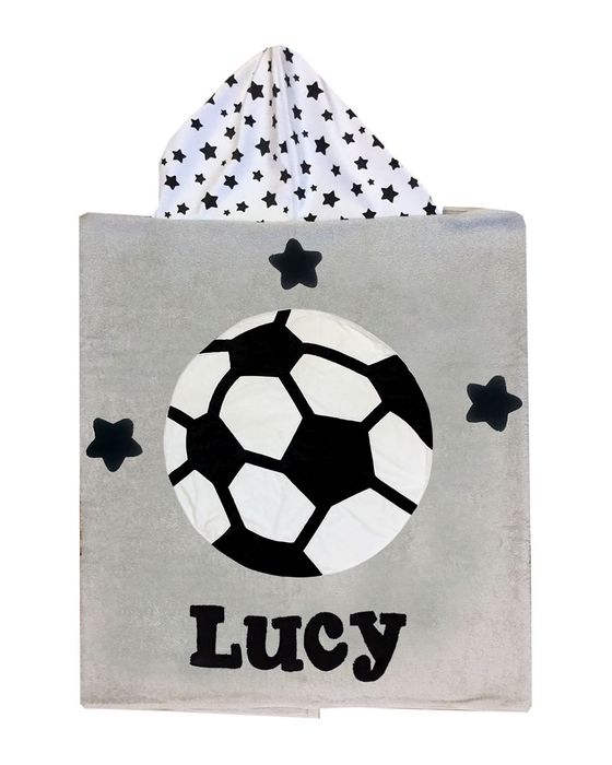Kid's Soccer Star-Print Hooded Towel, Personalized