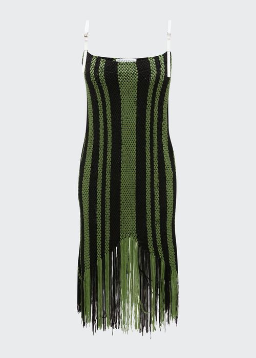 Striped Camisole Dress w/ Fringe Detail