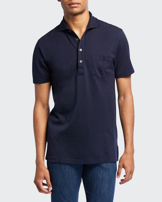 Men's Jersey Pocket Polo Shirt, Navy