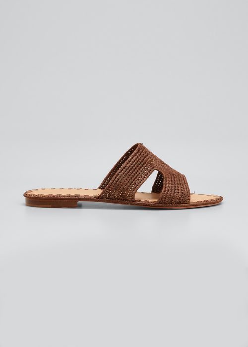Cuadro Raffia Flat Slide Sandals