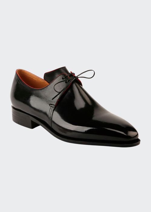 Arca Calf Leather Derby Shoe with Red Piping, Black