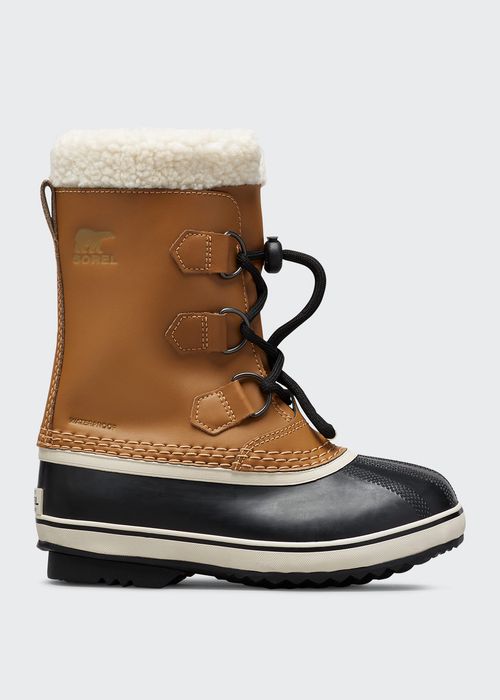 Kid's Waterproof Leather Drawstring Duck Boots
