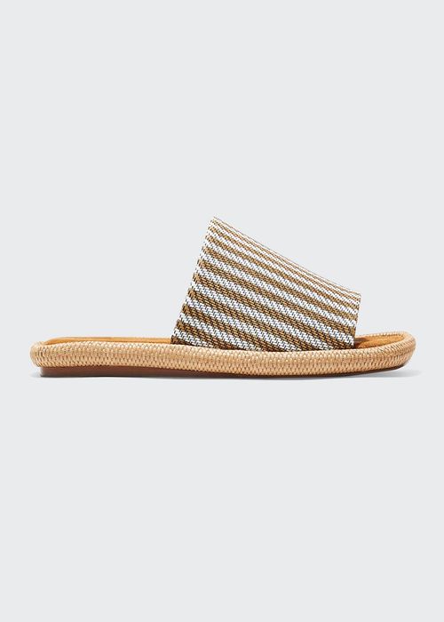 Ezyti Striped Flat Slide Sandals
