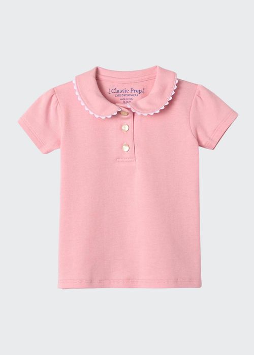 Girl's Sarah Short-Sleeve Cotton Polo Shirt, Size 12M-14