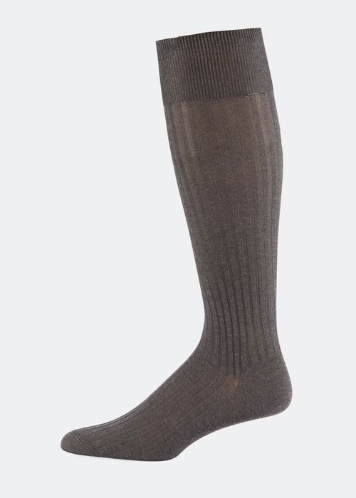 Men's Over-the-Calf Ribbed Lisle Socks