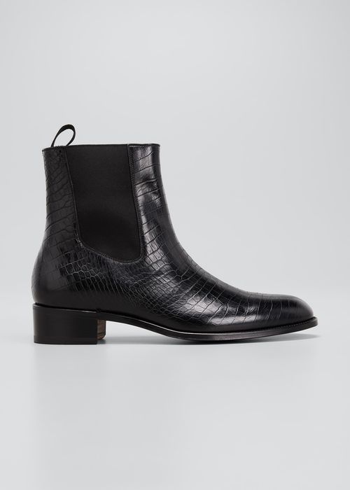 Men's Alligator-Print Chelsea Boots