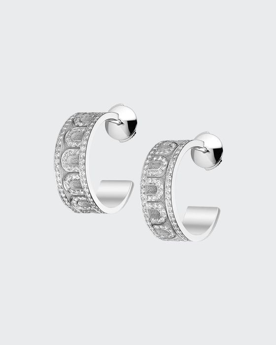 L'Arc de Davidor 18k White Gold Diamond Hoop Earrings