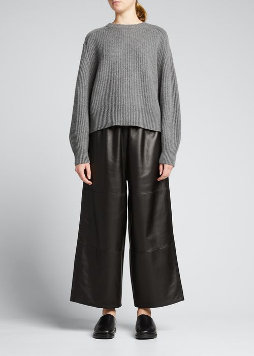 Leather Drawstring Culotte Pants