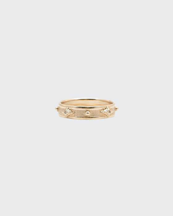 14k Rose Gold Diamond Granulation Ring