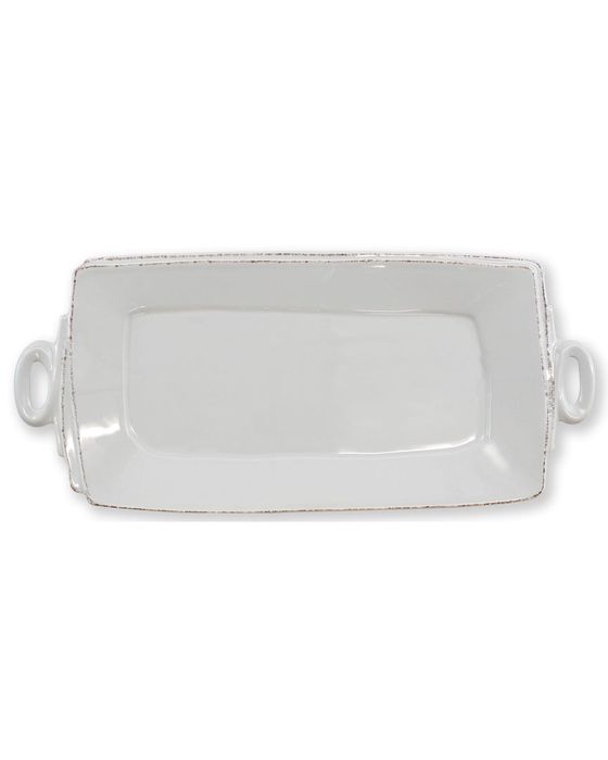Lastra Handled Rectangular Platter, Light Gray