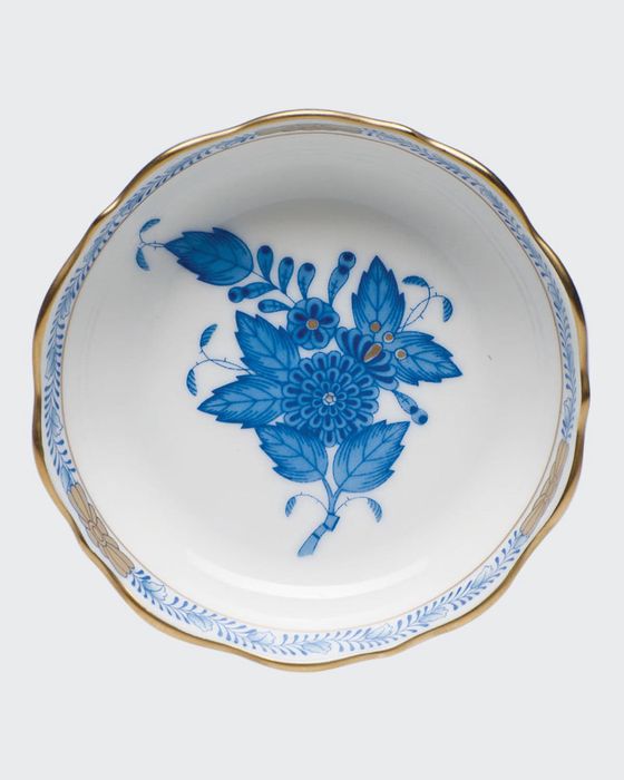Chinese Bouquet Mini Scalloped Dish - Blue