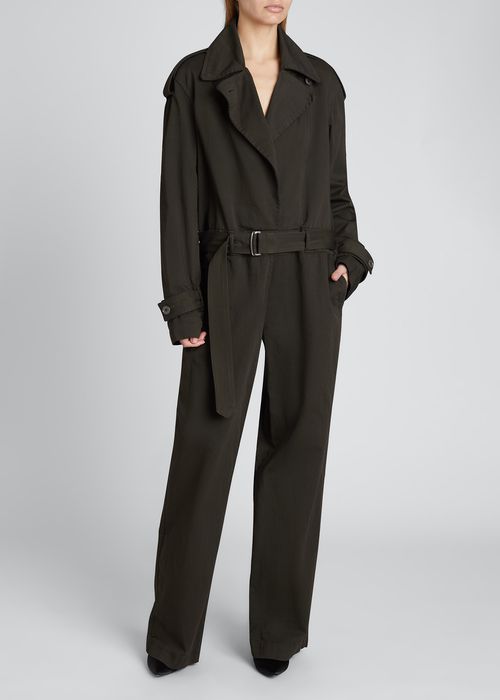 Belted Jumpsuit w/ Trench Coat Detail