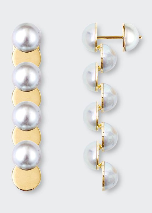 Slide Earrings with 4 Akoya Pearls Swing, 7mm to 7.5mm