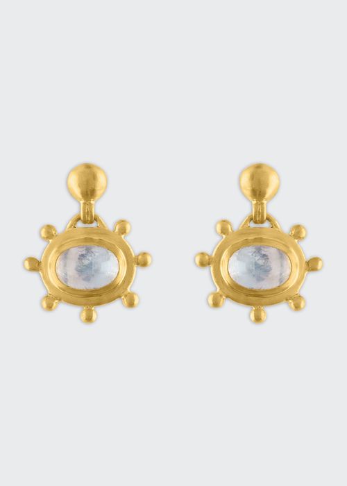 Small Granulated Moonstone Bell Earrings