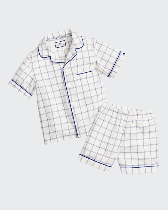 Kid's Classic Tattersall Pajama Set w/ Contrast Piping, Size 6M-14