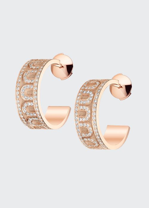 18k Rose Gold Diamond L'Arc Hoop Earrings