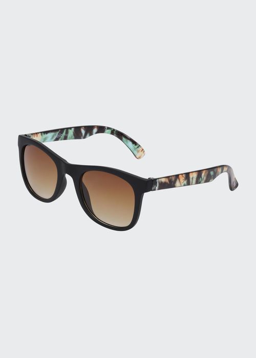 Girl's Smile Rectangle Sunglasses with Tie-Dye Temple