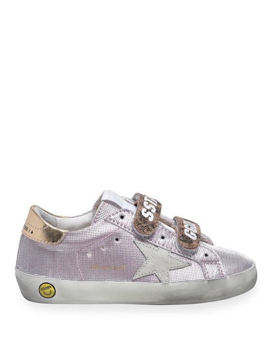 Girl's Old School Metallic Checkered Low-Top Sneakers, Baby/Toddlers