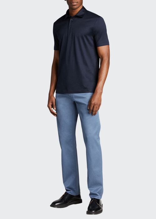 Men's Solid Cotton/Silk Jersey Polo Shirt