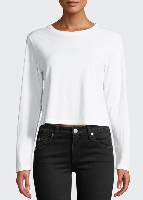 Babe Cropped Long-Sleeve Cotton Tee