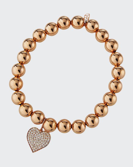 14k Rose Gold Large Diamond Heart Bracelet