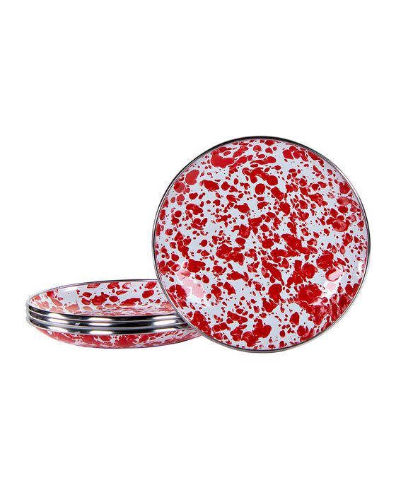 Red Swirl Bread & Butter Plates, Set of 4
