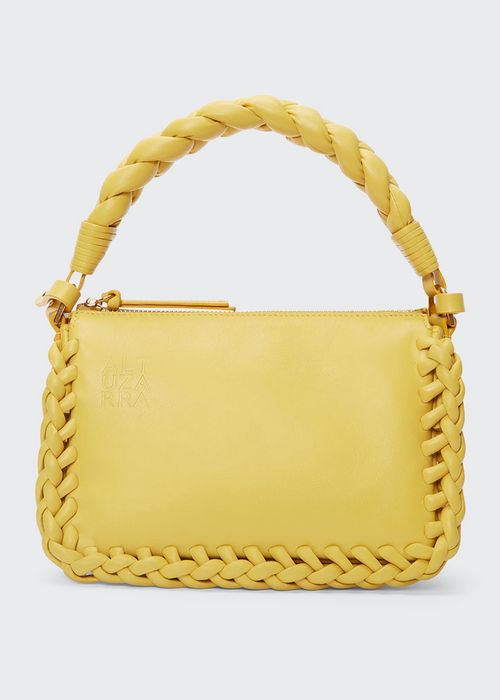 Small Braided Leather Top-Handle Bag