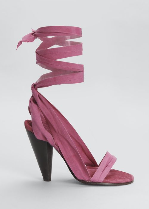 Aliza Ribbon Ankle-Wrap Sandals