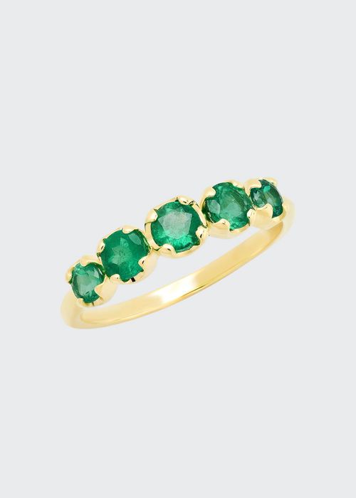 18k Graduated Emerald Ring