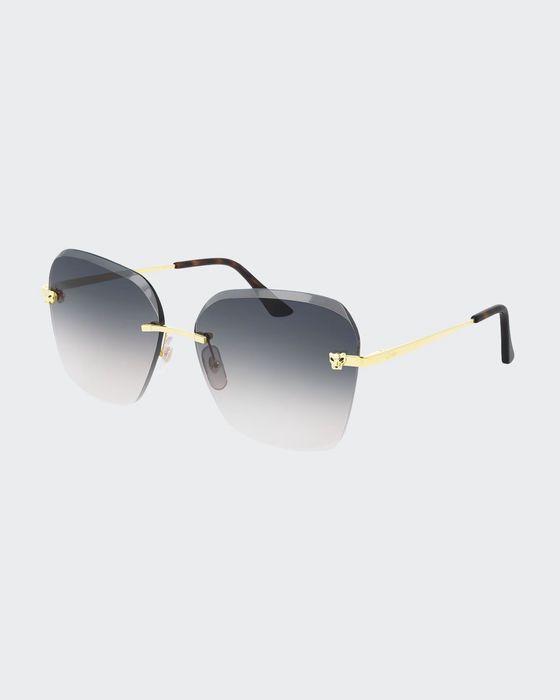 Rimless Geometric Metal Sunglasses