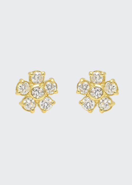 18k Diamond Flower Stud Earrings