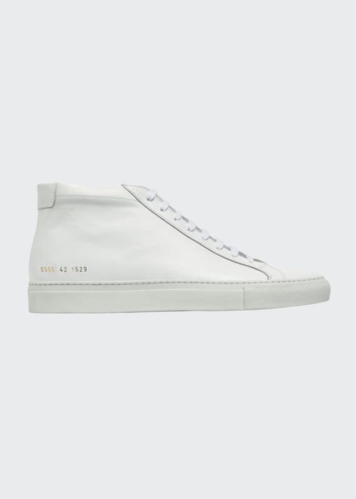 Men's Achilles Leather Mid-Top Sneakers, White