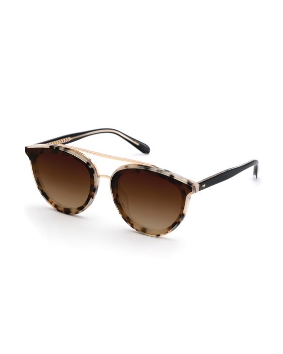 Clio Oval Acetate Sunglasses w/ Overlay Nylon Lenses