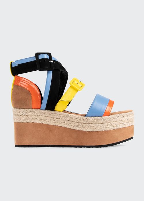 Alpha Colorblock Espadrille Platform Sandals