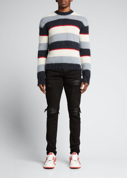 Men's Destroyed Striped Sweater