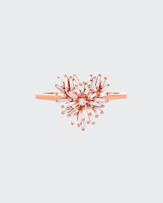 18k Rose Gold Diamond Mini Heart Ring