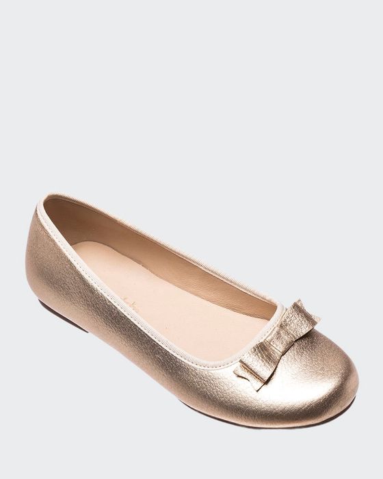 Camille Metallic Leather Flats, Toddler/Kids