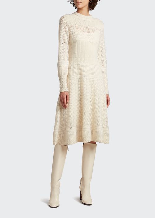 Artemisia Crochet Cashmere-Silk Midi Dress