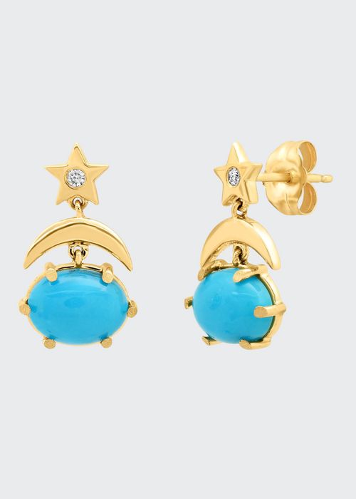 Mini Cosmo Drop Earrings with Turquoise
