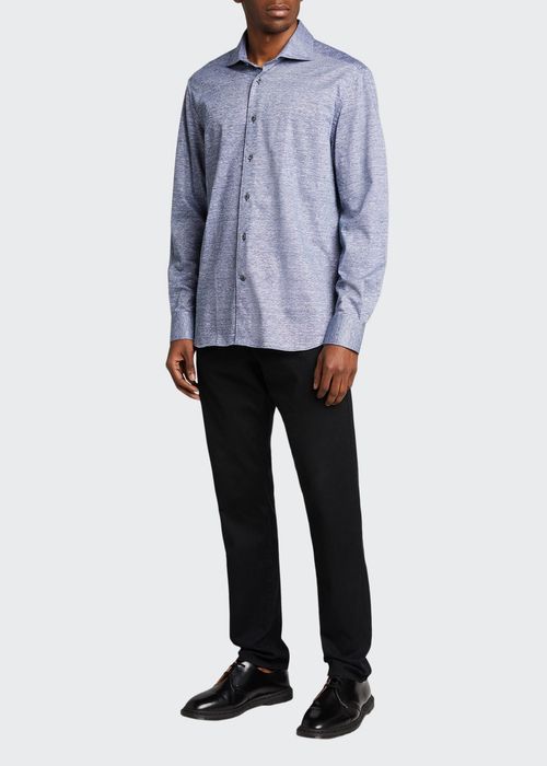Men's Melange Linen-Cotton Sport Shirt