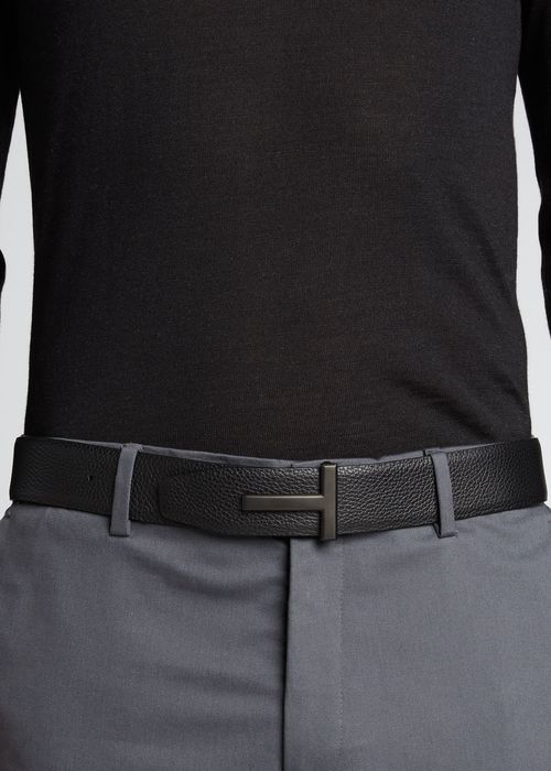 Men's T-Buckle Leather Belt