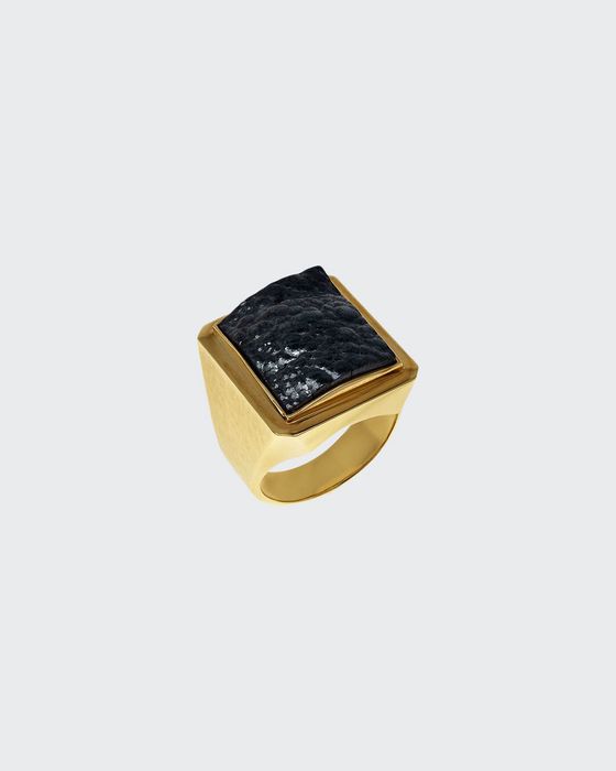 Men's Hematite 18k Gold Ring